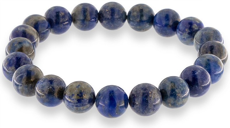 Lapis-Lazuli Armband mit 10mm Lapis-Lazuli Perlen auf doppelten Gummiband AR006