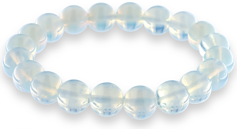 Mondstein Armband mit 10mm Mondstein Perlen auf doppelten Gummiband AR007