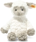 Preview: Steiff 073427 Original Plüschtier Lita Lamm, Soft Cuddly Friends Kuscheltier ca. 30 cm, Markenplüsch mit Knopf im Ohr, Schmusefreund für Babys von Geburt an, weiß-braungrau