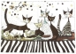 Preview: Fridolin Brillenetui Set Hardcase Cats Sepia Rosina Wachtmeister Brillenetui mit Brillenputztuch 12514