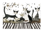 Preview: Fridolin Brillenetui Set Hardcase Cats Sepia Rosina Wachtmeister Brillenetui mit Brillenputztuch 12514