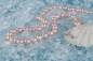 Preview: P053 Echter Süßwasser-Perlen-Strang barock 6-8mm 38cm lang offen lachsfarben