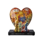 Preview: Goebel Figur James Rizzi Heart times in the City Porzellan Holzsockel Vorder- und Rückseite mit unterschiedlichem Dekor 26102831