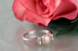 Preview: Damen Ring Perlenring 1 Perle ca. 6-7mm, Rose Orange, handgearbeitet, versilbert, rhodiniert P224