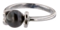 Preview: Damen Ring Perlenring 1 Perle ca. 6-7mm, Schwarze, handgearbeitet, versilbert, rhodiniert P223