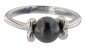 Preview: Damen Ring Perlenring 1 Perle ca. 6-7mm, Schwarze, handgearbeitet, versilbert, rhodiniert P223