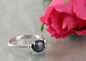 Preview: Damen Ring Perlenring 1 Perle ca. 6-7mm, Schwarze, handgearbeitet, versilbert, rhodiniert P223