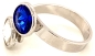 Preview: Silber Ring mit 2 Swarovski Crystal 1*Majestic Blue Blau 1*Crystal Clear 925 Silberfassung größe änderbar gesamt ca. 3,4 Gramm 17 ct handgearbeitet, rhodiniert, handgemacht in Italien AT0578MBC