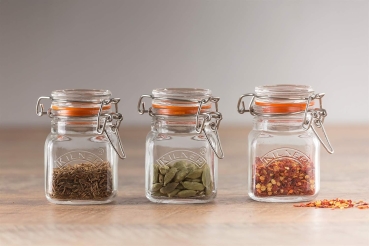 Kilner 0025.460 Gewürzgläser / Marmeladengläser, mit Bügelverschluss, transparent, Mini, 70 ml, 1 Stück