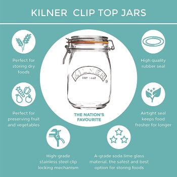 Kilner 0025.460 Gewürzgläser / Marmeladengläser, mit Bügelverschluss, transparent, Mini, 70 ml, 1 Stück