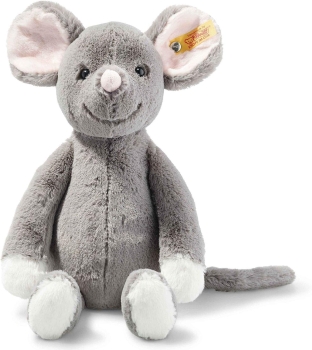 Steiff Ratte Mia Maus, Original Plüschtier 30 cm, Plüschmaus, Kuscheltier für Kinder, Soft Cuddly Friends, Schmusetier zum Spielen & Kuscheln, beweglich & waschbar, Stofftier grau (056260)