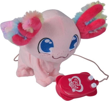 Simba 105890057 Chi Love Axolotl, Kabelgesteuert, mit flauschigem Regenbogenkiemen, Sound, läuft und bewegt Sich, 20cm, ab 3 Jahre