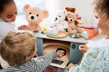 Steiff 111327 Fynn Teddybär beige 28 cm, Teddy-Bär zum Kuscheln und Spielen für Kinder, aus kuschelweichem Plüsch, Stofftier-Teddy beweglich & waschmaschinenfest