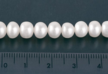 P048 Echter Süßwasser-Perlen-Strang buttonshape 5-6mm offen weiß