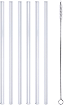 PROFINO Glastrinkhalme 6 Stk. 20cm PR2001 7tlg., 6xTrinkhalme + 1xReinigungsbürste