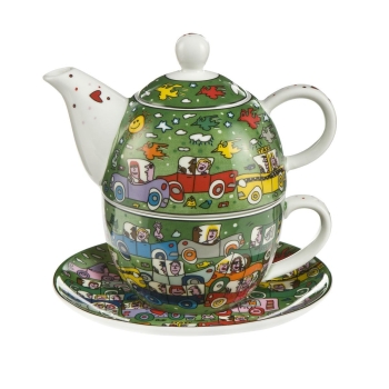 Goebel Tea for One James Rizzi Crosstown Traffic 26102351 Tasse Teekanne Untersetzer