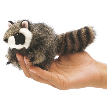 Folkmanis 2646 Fingerpuppe Waschbär Mini Raccoon schwarz, grau