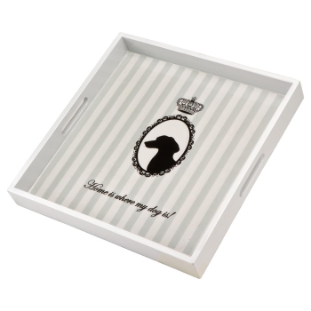 Life is better with a dog - Tablett schwarz-weiß Princess Dogs Goebel 27050441