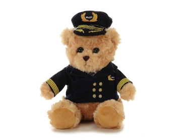 Pilotbär aus Plüsch mit Pilotenuniform, 19x15x23cm / Plush Bear with Pilot uniform 22cm