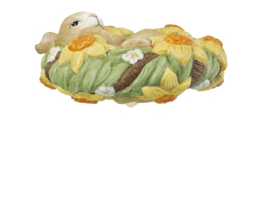 Hängeornament Jahresornament 2020 Goebel Ostern Blumenkranz mit Osterglocken, Porzellan, Mehrfarbig, 9x4x8 cm