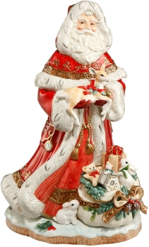 Fitz & Floyd Santa mit Geschenkesack vorne Rot 51001261 Einzigartiges Sammlerstück handarbeit