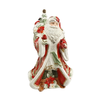 Fitz & Floyd Spieluhr Santa mit Geschenken auf dem Rücken Rot Goebel 51001271 handarbeit Sammerlstück