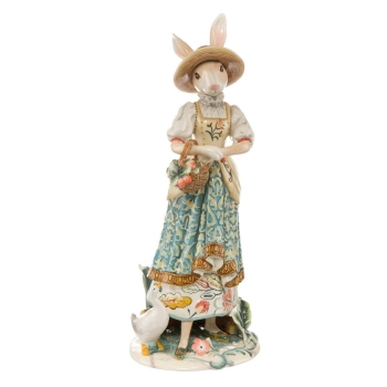 FITZ AND FLOYD USA Hasendame mit Blumenkorb 51050021 by Goebel Steingut