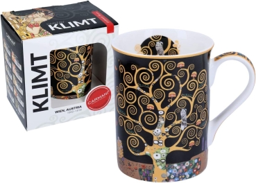 CARMANI - Klassische Tasse verziert mit Gustav Klimt 'Der Baum des Lebens' 420ml