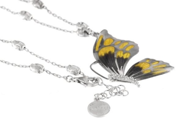 Halskette mit Schmetterling Anhänger 4.5cm gelb in 925 Sterling Silbera Rhodiniert mit Zirkonia ZCL877-ML