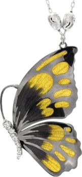 Halskette mit Schmetterling Anhänger 4.5cm gelb in 925 Sterling Silbera Rhodiniert mit Zirkonia ZCL877-ML