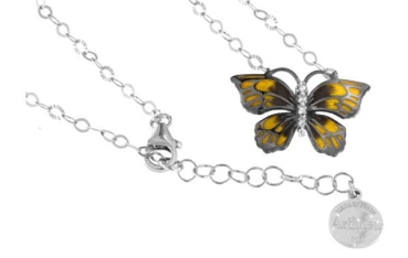 Halskette mit Schmetterling Anhänger 2.0cm Gelb in 925 Sterling Silber Rhodiniert mit Zirkonia ZCL863-ML