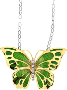 Halskette mit Schmetterling Anhänger 2.0cm Gelb in 925 Sterling Silber Vergoldet mit Zirkonia ZCL922-MN