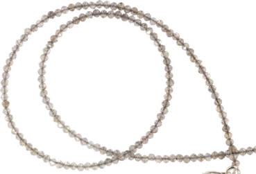 Labradorit Kette 45cm ca. 1-2mm facettiert 925 Silber Verschluß Punziert