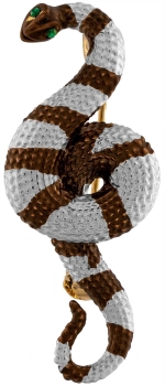 Brosche Schlange goldfarben mit grünen Strass Steinen BR040