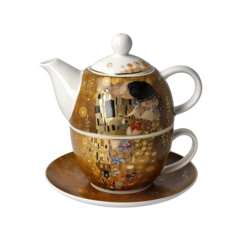 Gustav Klimt Der Kuss Tea for One Goebel 67013601 Echtgoldauflage Tasse und Teekanne