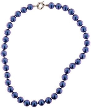 Perlmutt Royal Blue Blau Kette 46cm, ca. 10mm Perlengröße Collier Halskette Mother-of-Pearl MOP04