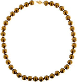 Perlmutt Gold Kette 46cm, ca. 10mm Perlengröße Collier Halskette Mother-of-Pearl MOP03