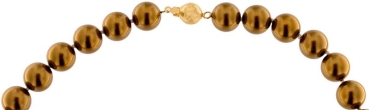 Perlmutt Gold Kette 46cm, ca. 10mm Perlengröße Collier Halskette Mother-of-Pearl MOP03