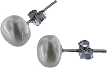 Damen Ohrstecker Rund Ohrringe aus weißen Süsswasser Zuchtperlen Stecker aus 925 Sterling Silber Stecker Größe wählbar in 2-10mm