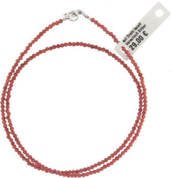 Rhodochrosit Rot Halsette 45cm ca.1-2mm facettiert 925 Silber Verschluß Punziert Perlenzentrum Stelyna