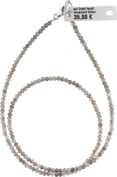 Grauer Mondstein Halsette 45cm ca.2mm facettiert 925 Silber Verschluß Punziert Perlenzentrum Stelyna