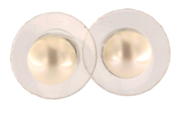 Damen Ohrstecker Ohrringe aus Runden, weißen Süsswasser Zuchtperlen Stecker aus 925 Sterling Silber Stecker grosser Silikon Tellerverschluss Perlengröße 5.5-6mm