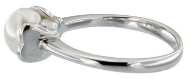 Damen Ring Perlenring 1 Perle ca. 6-7mm weiß, handgearbeitet, versilbert, rhodiniert P225 Größe US 7.5 Standard 56  GY015