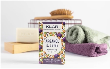 Klar's Festes Shampoo Arganöl/Feige, 100g (für trockenes Haar), 100gr Vegan hergestellt in Deutschland