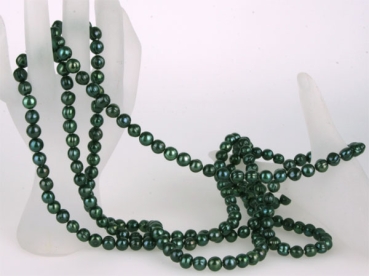 Echte Zucht-Perlenkette dunkelgrün UVP299€ ca 160cm NEU