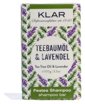 Klar's Festes Shampoo Teebaumöl/Lavendel, 100g (gegen Schuppen), 100gr Vegan hergestellt in Deutschland