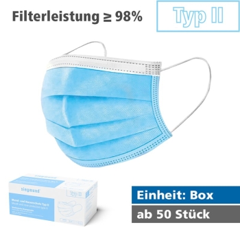 Medizinischer Mund- und Nasenschutz - Typ II (Box) MNS Typ II (Filterleistung mind. 98%)