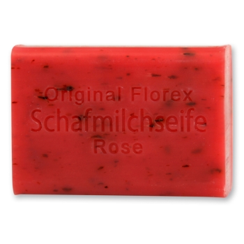 Florex Schafmilchseife Rose mit Blüten 100 g Stück Seife Naturseife Schafmilch