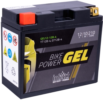 Intact Motorrad Batterie Gel 12 V 10 AH (GT12B-4 / 51299) passend für: LI-12-12B-4 - YT12BBS - 51001 - 51015 - CT12L-B - 512901019 - YT12B-4 - YT12B-BS - 0092M60190 - M6019 - 00972512P1 - F12-12B,WP12B-4 - KT12B-4 - 51299 - 51201 - CT12B-4