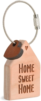 Schlüsselanhänger Holz Waldfabrik Black Forest Home Sweet Home Haus Kirschholz mit Lasergravur, ideal als Geschenkidee